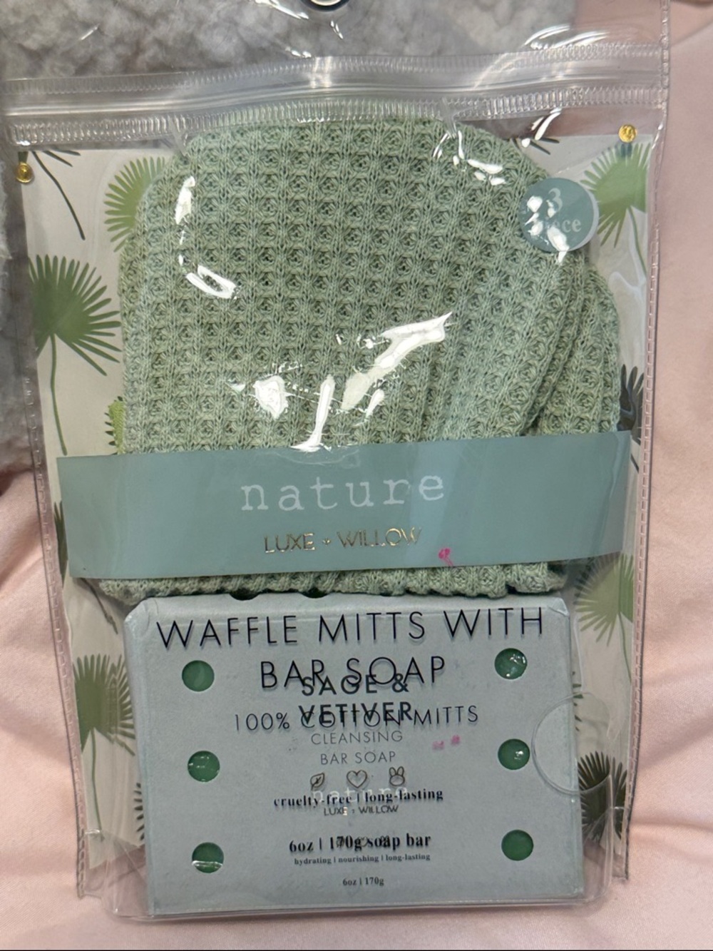 Nature Sage Waffle Mitts with Soap Set